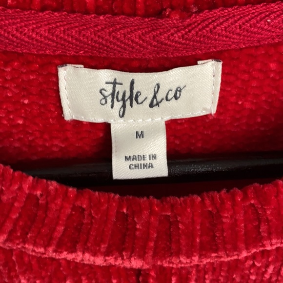 NWT! Style And Co Ladies Red Fuzzy Crew Neck - Picture 4 of 6